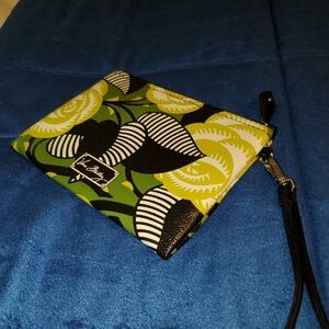 Vera Bradley wristlet, floral, black,yellow and green. 5"x 7"